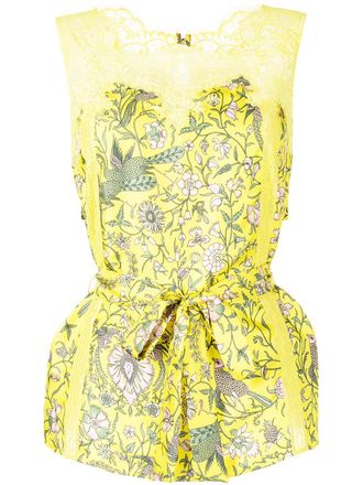 Shiatzy Chen flowerful collection top - women - Mulberry Silk - 38 - Yellow