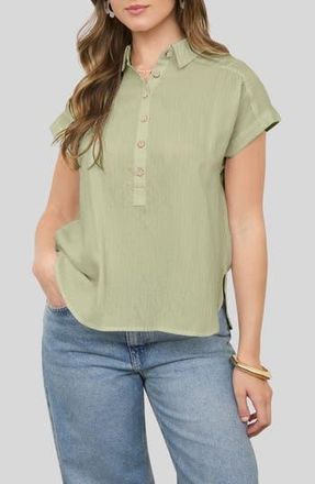 Blu Pepper Collared Gauze Top in Light Olive at Nordstrom Rack, Size Medium