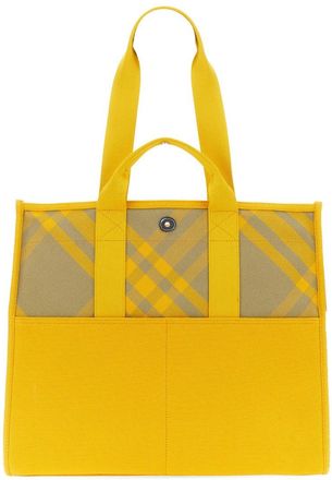 Burberry Mens Shopper Bag Yellow Cotton Handbags Hand