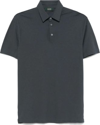 Zanone Polo in cotone con ricamo logo - Grigio