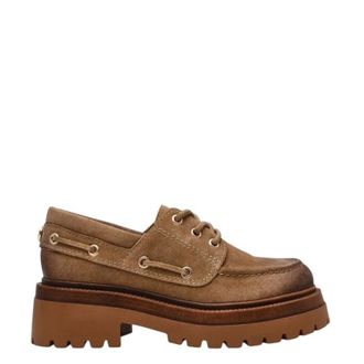 Steve Madden Boat Shoes, female, Beige, 4 UK, Taupe Loafers with Lace-up Side Details