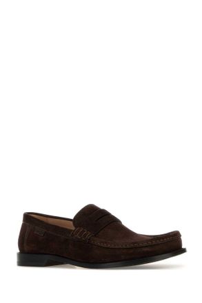 Loewe Mens Dark Brown Suede Campo Loafers Darkbrown Mocassini