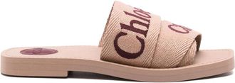 Chlo&eacute; Woody Logo-Embroidered Slides, Brand Size 35 ( US Size 5 )