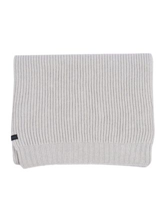 Fay Finely Ribbed Knit Scarf In Light Neutral Tone
