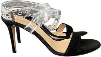 Gianvito Rossi Black Suede Terry 85 Sandals Size 38