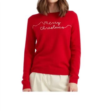 Chinti and Parker Merry Christmas Long Sleeve Sweater In Red