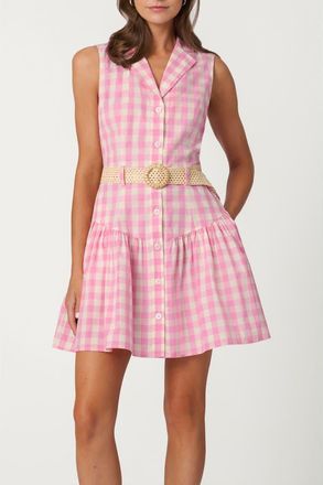 Shoshanna Gingham Natalia Dress in Peony/optic at Nordstrom, Size 10
