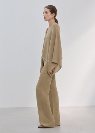 Mango Top maglia collo a V oro - Donna - XS-S - MANGO