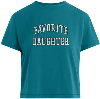 Favorite Daughter The Collegiate Logo Crop Graphic T-Shirt in Emerald/off White at Nordstrom, Size X-Small