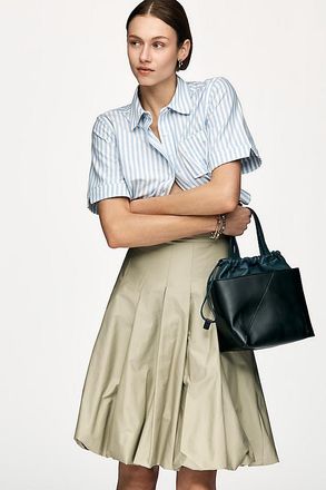 Mare Mare Cotton Pleated Bubble-Hem Midi Skirt