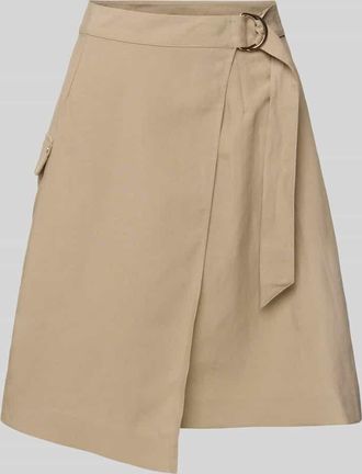 Mos Mosh Knielanger Wickelrock aus Lyocell-Leinen-Mix Modell Bali Alexis in Hellbraun, Größe 38