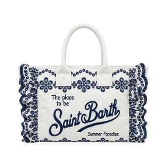 MC2 Saint Barth Handbags, female, White, Size: ONE SIZE Vanity Volant N Tracolla Sangallo