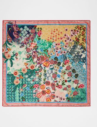 Johnny Was Floral-Print Silk Square Scarf