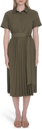 Calvin Klein Short Sleeve Pleated Shirtdress in Caper at Nordstrom Rack, Size 2