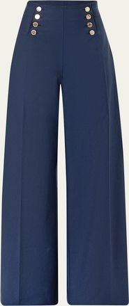 Carolina Herrera Alba Button-Front Wide-Leg Sailor Pants