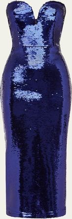 Alex Perry Strapless Sweetheart Sequined Midi Dress