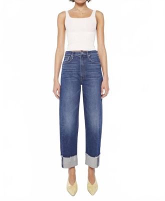 Mother Ankle Cuff Fray Jeans In Blue