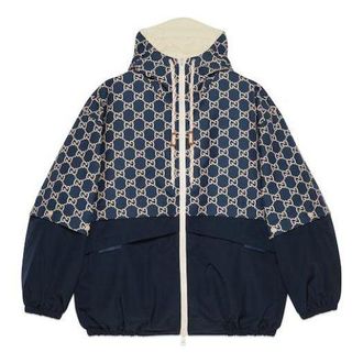 Gucci GG Ripstop Fabric Zip Jacket Blue Ivory 742811-Z8BJG-4384