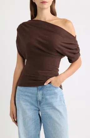 Reformation Iris One-Shoulder Knit Top in Mole at Nordstrom, Size X-Small