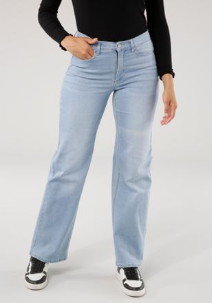 Tamaris Weite Jeans TAMARIS, Damen, Gr. 34, N-Gr, blau (lightblau us), Denim/Jeans, Obermaterial: 74% Baumwolle, 24% Polyester, 2% Elasthan, unifarben, figurb