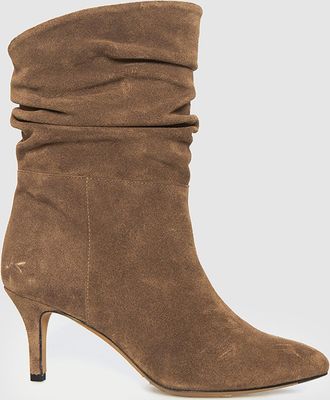 Jeanne Vouland Bottines Badi 70 Cuir Su&eacute;d&eacute; Magma Brown, Collaboration JV x V&eacute;ronika Loubry