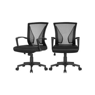 Yaheetech Yaheetech - 2 Piezas Silla De Oficina Silla Escritorio Ergon&oacute;mica Silla Giratoria Con Respaldo Altura Ajustable Con Ruedas