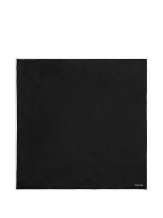 Tom Ford Mens Pocket Square Black Silk Scarf Scarfs