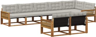 vidaXL Conjunto De Sof&aacute;s De Exterior 8 Uds. Natural Y Gris Claro Vidaxl