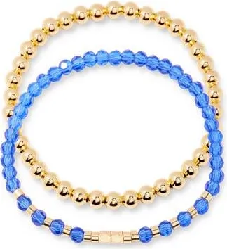 Brook & York Makenna Set of 2 Birthstone Beaded Stretch Bracelets in Gold at Nordstrom Rack