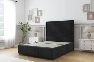 Sloomy Lancaster Naples Divan Base No Drawers-26 Headboard & 12 Footboard in Black | Size: Small Double