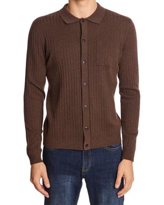 Paisley & Gray Full Placket Wool-Blend Polo Shirt