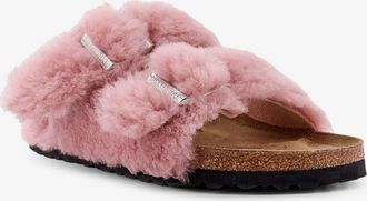 Birkenstock Womens Faux Fur Low Sandals Pink Leather