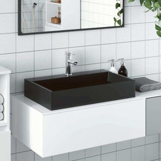 vidaXL Vidaxl - Lavabo De Fundici&oacute;n De Mineral/m&aacute;rmol Negro Mate 60x38x11 Cm