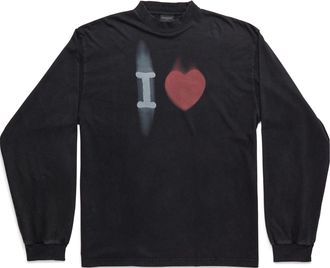 Balenciaga I Love Long Sleeve T-shirt Medium Fit Black 744449TOVH39034