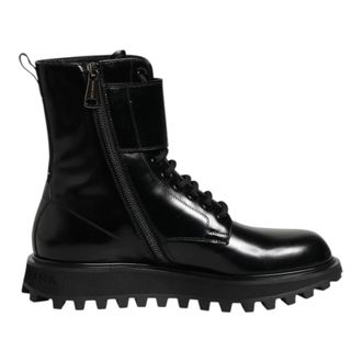 Dolce & Gabbana Schoenen, Heren, Zwart, 42 EU, Leer, Mid Calf Laarzen