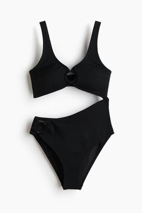 H&M Padded-cup High Leg Cut-out Swimsuit in Black at Nordstrom, Size X-Large