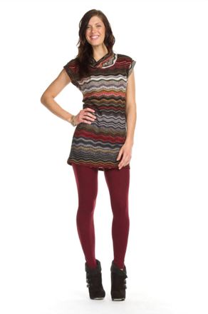 Papillon Chevron Stripe Cowl Neck Tank Dress In Black/red