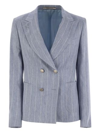 Tagliatore double-breasted striped-pattern blazer - Blue