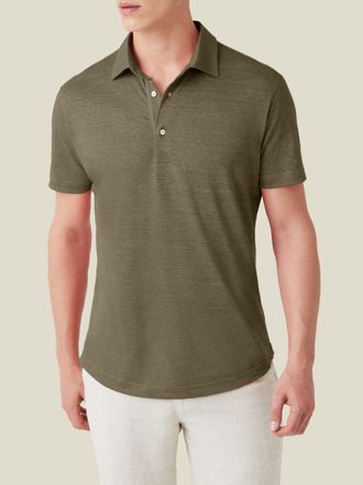 Luca Faloni Khaki Green Linen Jersey Elba Polo