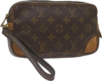 Louis Vuitton Marly Dragonne Brown Canvas Clutch Bag (Pre-Owned)