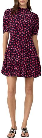 Diane Von F&uuml;rstenberg Dolly Print Mock Neck Minidress in Hibiscus Dot Maritime at Nordstrom, Size Xx-Small