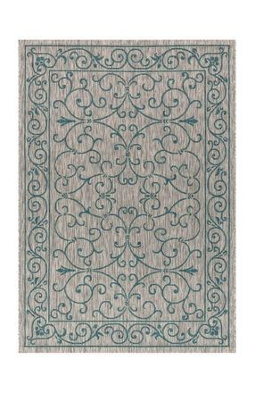 Jonathan Y Designs Charleston Vintage Filigree Textured Weave Indoor/Outdoor Area Rug in Gray/teal at Nordstrom, Size 2Ft 0In X 8Ft 0In