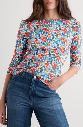 Seasalt Cornwall Easel Stretch Organic Cotton Top in Pastel Garden Chalk at Nordstrom Rack, Size 14 Us / 18 Uk