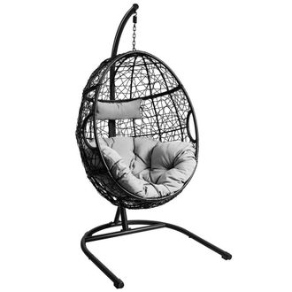 Costway Costway Hammock Egg Swing Chair Indoor Outdoor Hanging Basket Chair with Stand in Grey