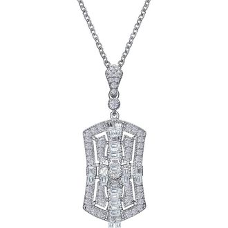 Lafonn Baguette Heritage Simulated Diamond Pendant Necklace in Silver at Nordstrom Rack, Size 20