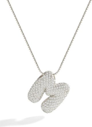 Mint & Lily Pave Bubble Initial Necklace in Silver /Letter M at Nordstrom