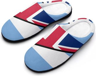 Generic Argentina And United Kingdom Flag Funny Mens Cotton Slippers Soft Non-Slip Rubber Sole House Slipper Indoor Outdoor