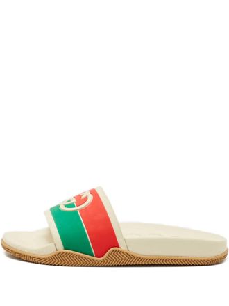 Gucci stripe slides - men - Rubber/Rubber/Rubber - 42 - Neutrals