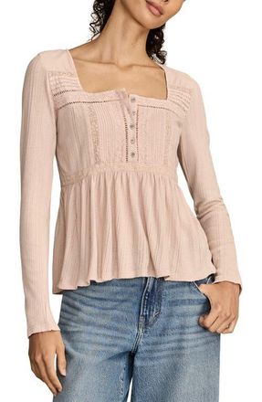 Lucky Brand Embroidered Long Sleeve Peplum Top in Sepia Rose at Nordstrom, Size Xx-Large