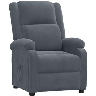 vidaXL Poltrona Reclinabile Grigio Scuro in Velluto Vidaxl